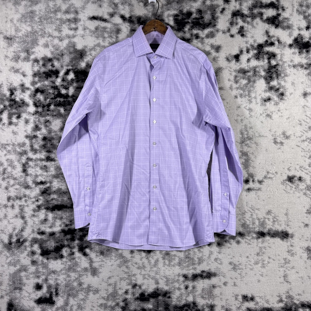 Proper Cloth Mens 15.9 Lavender Prince of Wales Check Non-Iron Dress Shirt